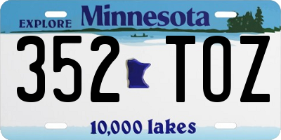 MN license plate 352TOZ