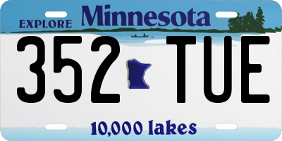 MN license plate 352TUE