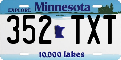MN license plate 352TXT