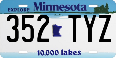 MN license plate 352TYZ