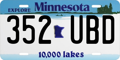 MN license plate 352UBD