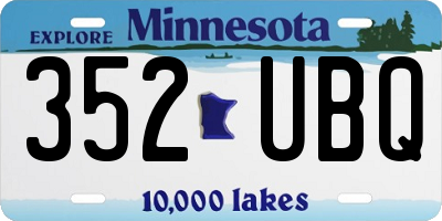 MN license plate 352UBQ
