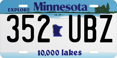 MN license plate 352UBZ