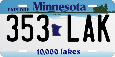 MN license plate 353LAK