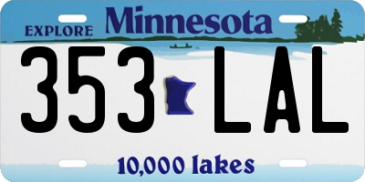 MN license plate 353LAL