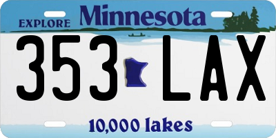 MN license plate 353LAX