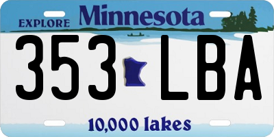 MN license plate 353LBA