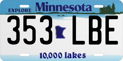 MN license plate 353LBE