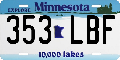 MN license plate 353LBF