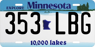 MN license plate 353LBG
