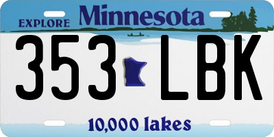 MN license plate 353LBK