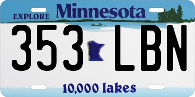 MN license plate 353LBN