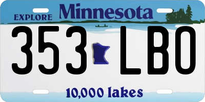 MN license plate 353LBO