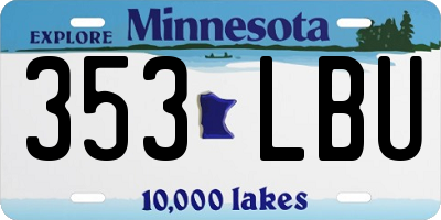 MN license plate 353LBU