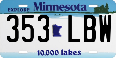 MN license plate 353LBW
