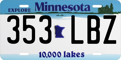 MN license plate 353LBZ