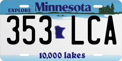 MN license plate 353LCA