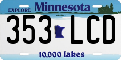 MN license plate 353LCD