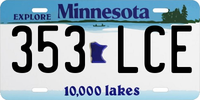 MN license plate 353LCE