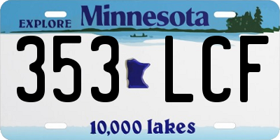 MN license plate 353LCF