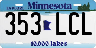 MN license plate 353LCL