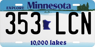 MN license plate 353LCN