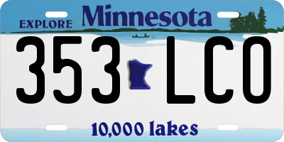 MN license plate 353LCO