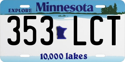 MN license plate 353LCT