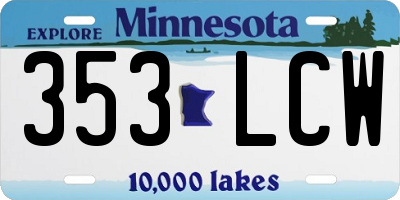 MN license plate 353LCW