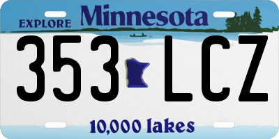 MN license plate 353LCZ