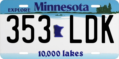 MN license plate 353LDK