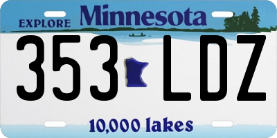 MN license plate 353LDZ