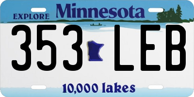 MN license plate 353LEB