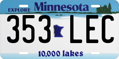 MN license plate 353LEC