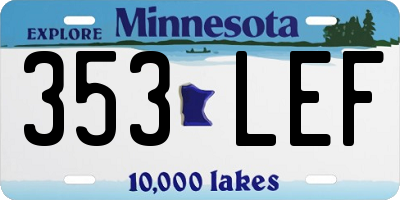 MN license plate 353LEF