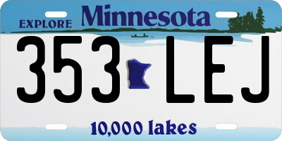 MN license plate 353LEJ