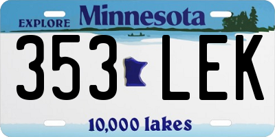 MN license plate 353LEK