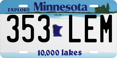 MN license plate 353LEM
