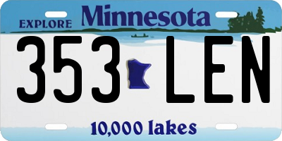 MN license plate 353LEN