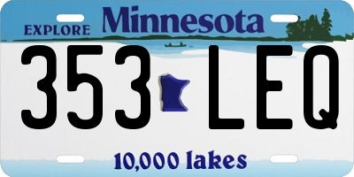 MN license plate 353LEQ