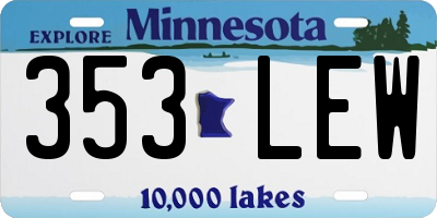 MN license plate 353LEW