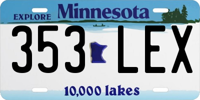 MN license plate 353LEX