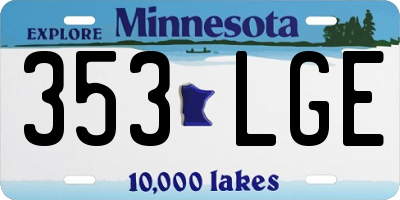 MN license plate 353LGE