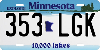 MN license plate 353LGK