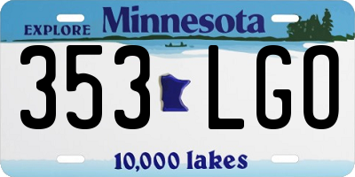 MN license plate 353LGO
