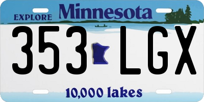 MN license plate 353LGX
