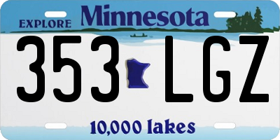 MN license plate 353LGZ