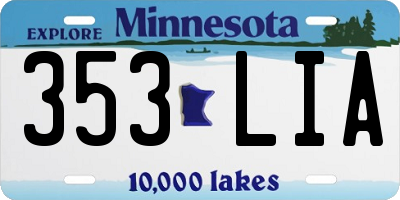 MN license plate 353LIA