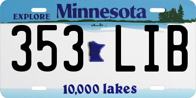 MN license plate 353LIB