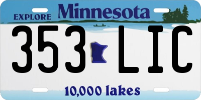 MN license plate 353LIC